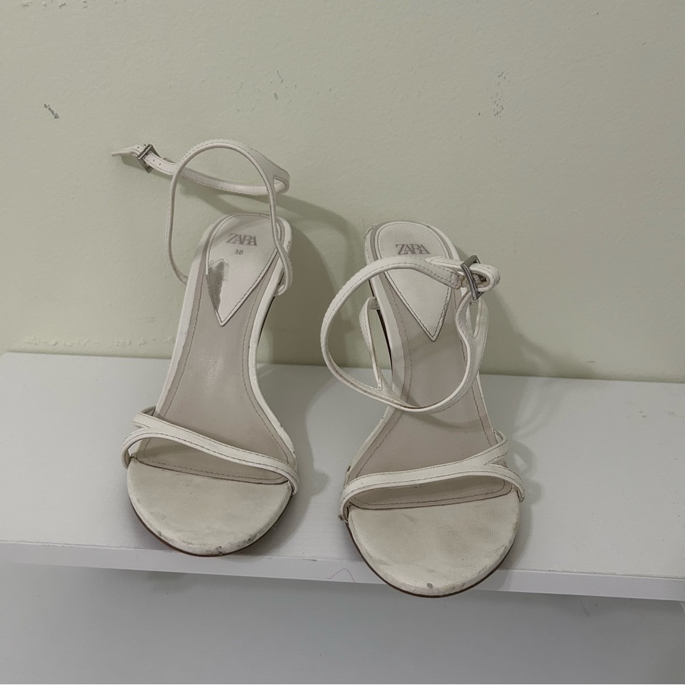 Zara Women's White Strappy Heels Size 38